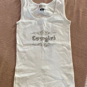 Christian Audigier White Cowgirl Tank Top